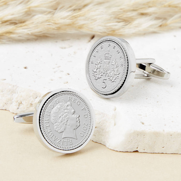16th Birthday 2010 Five Pence Coin Cufflinks