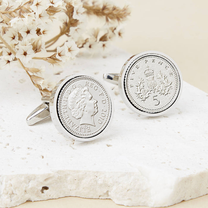 16th Birthday 2010 Five Pence Coin Cufflinks