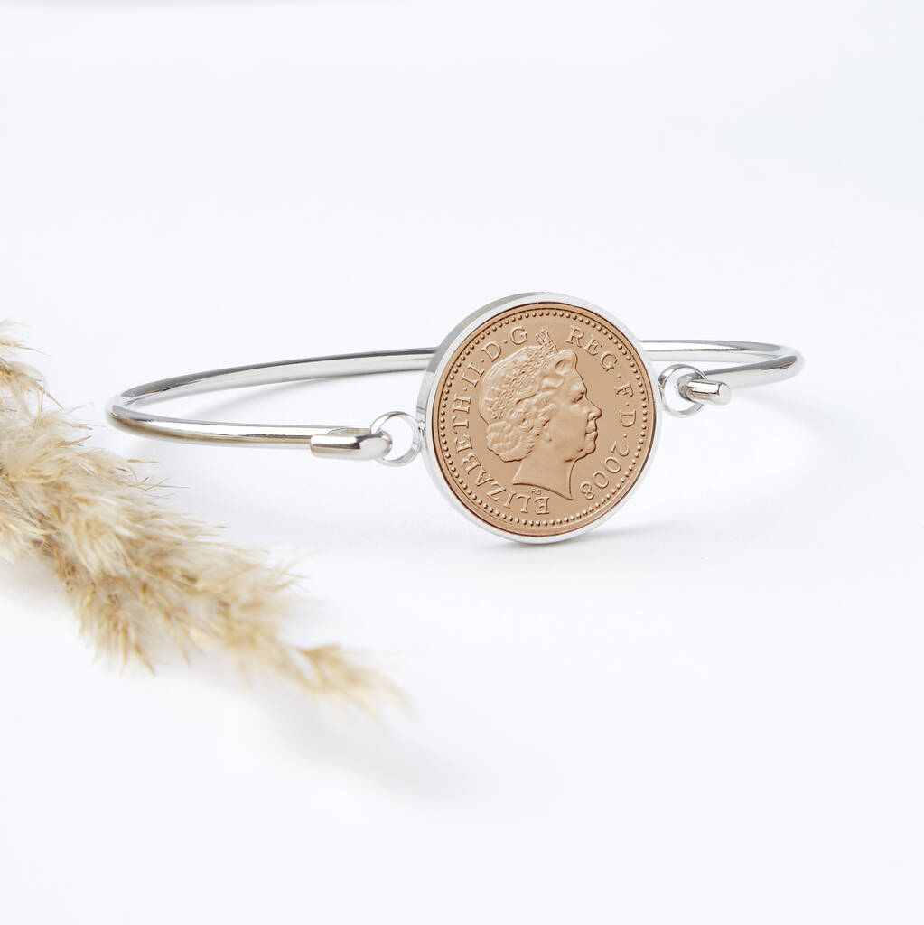 18th Birthday 2008 Penny Coin Bangle Bracelet