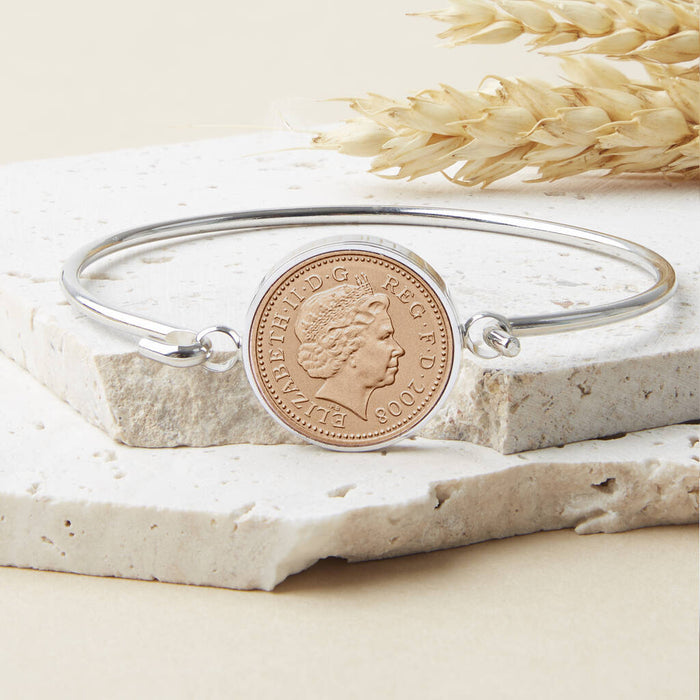 18th Birthday 2008 Penny Coin Bangle Bracelet