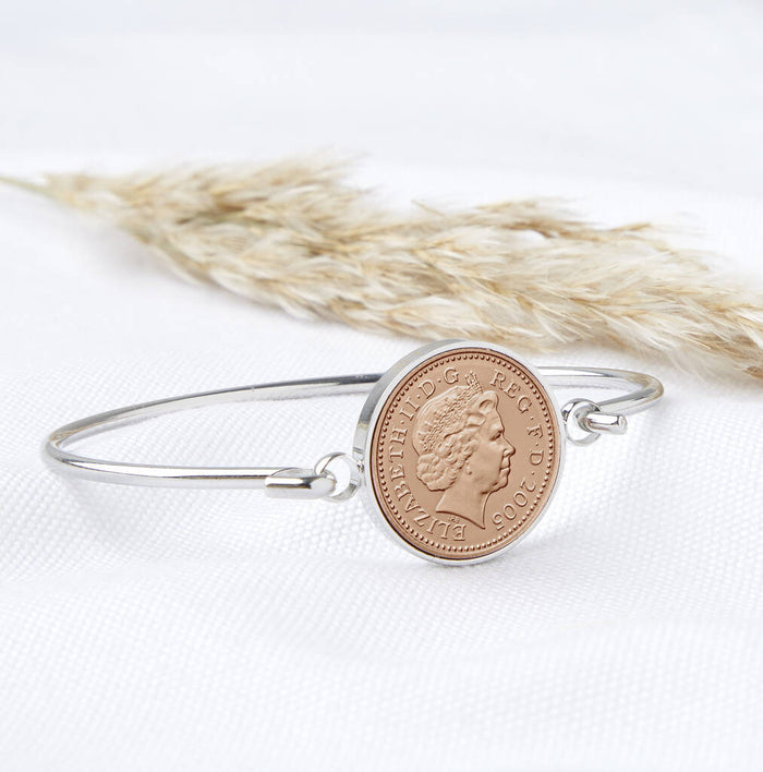 21st Birthday 2004 Or 2005 Penny Coin Bangle Bracelet