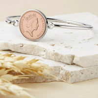 30th Birthday 1996 Penny Coin Bangle Bracelet