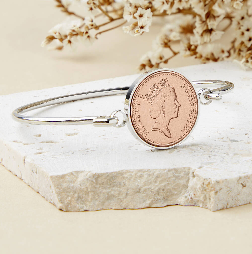 30th Birthday 1996 Penny Coin Bangle Bracelet