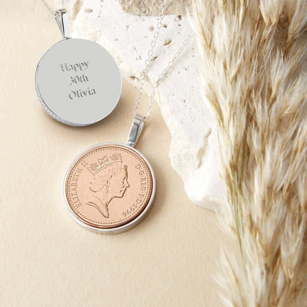 30th Birthday 1996 Penny Coin Pendant Necklace
