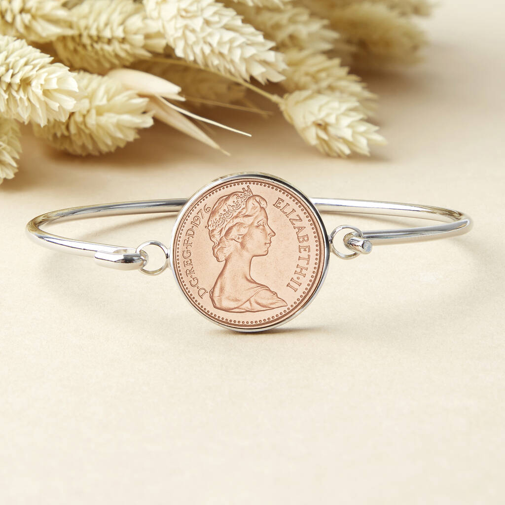40th Birthday 1986 Penny Coin Bangle Bracelet