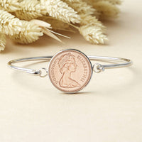 40th Birthday 1986 Penny Coin Bangle Bracelet