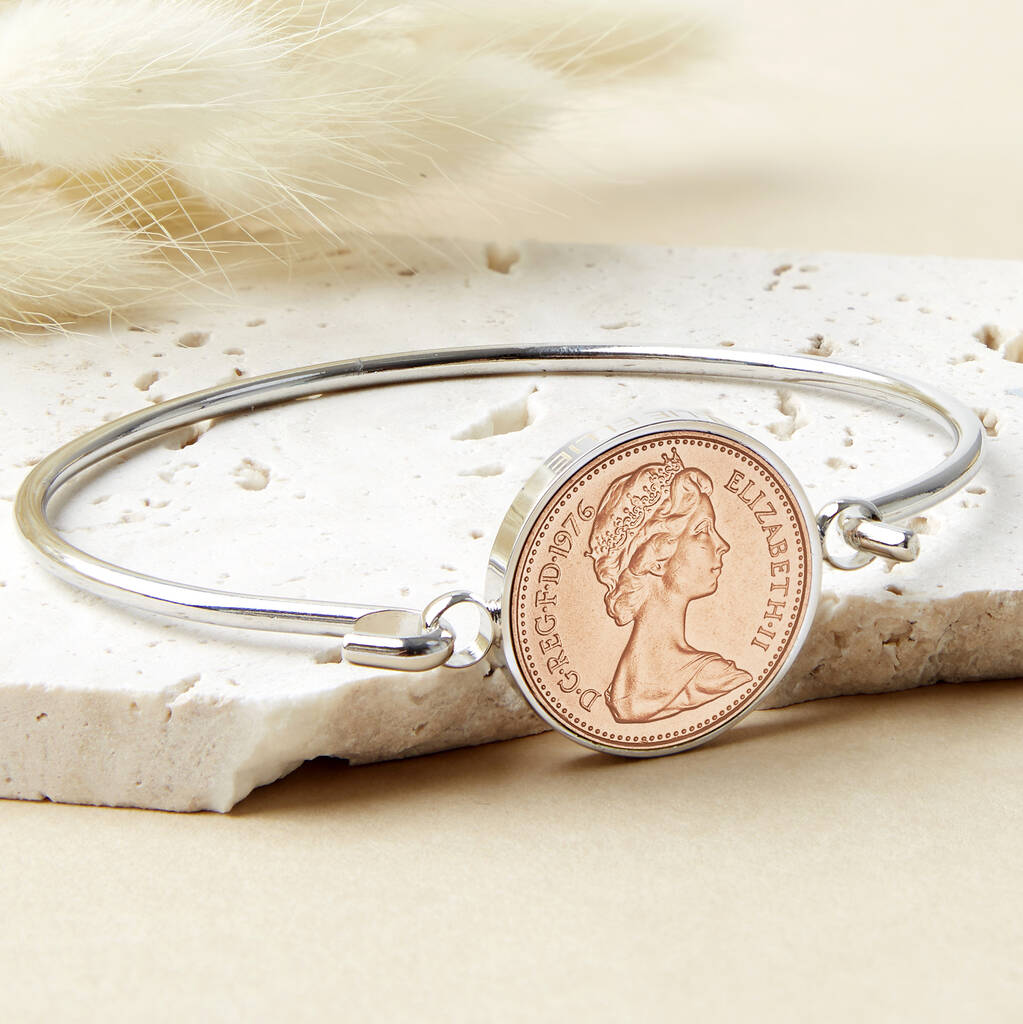 40th Birthday 1986 Penny Coin Bangle Bracelet