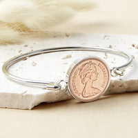 40th Birthday 1986 Penny Coin Bangle Bracelet