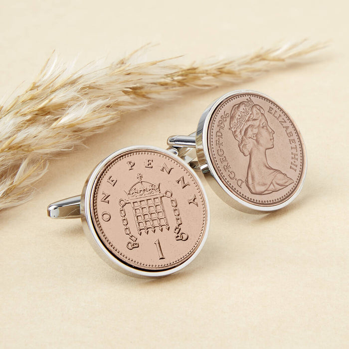40th Birthday 1986 Penny Coin Cufflinks