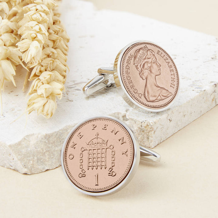 40th Birthday 1986 Penny Coin Cufflinks
