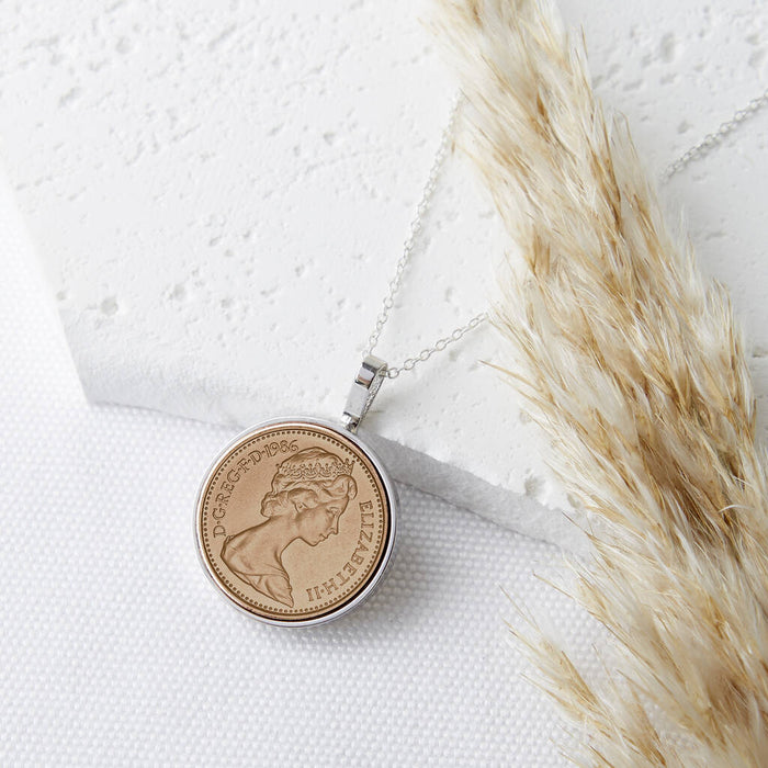 40th Birthday 1986 Penny Coin Pendant Necklace