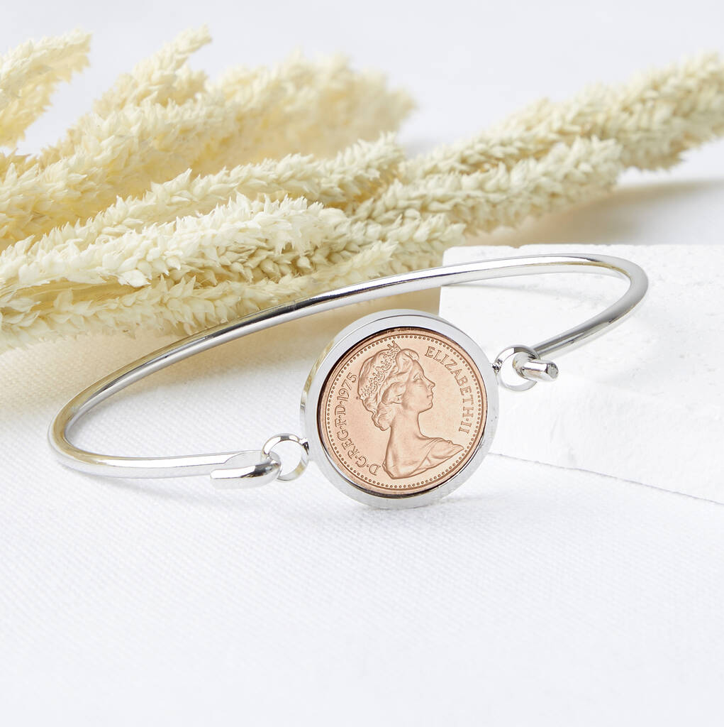 50th Birthday 1975 Or 1976 Half Penny Coin Bracelet