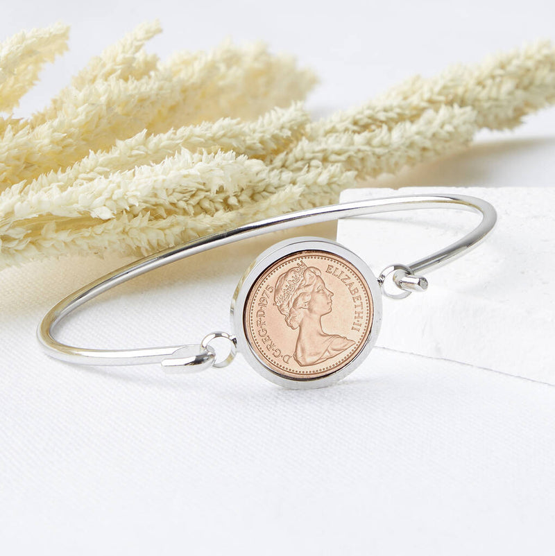 50th Birthday 1975 Or 1976 Half Penny Coin Bracelet