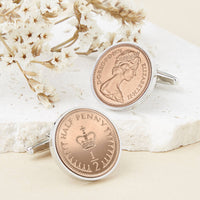 50th Birthday 1975Or 1976 Half Penny Coin Cufflinks