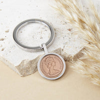 50th Birthday 1975 Or 1976 Half Penny Coin Keyring