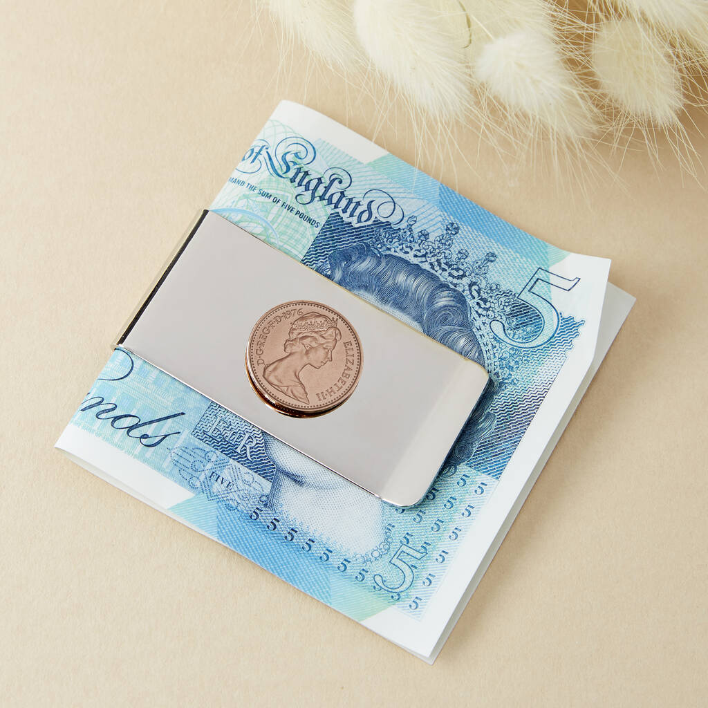 50th Birthday 1975 Or 1976 Halfpenny Coin Money Clip