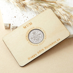 60th Birthday 1964 Sixpence Personalised Wallet Card