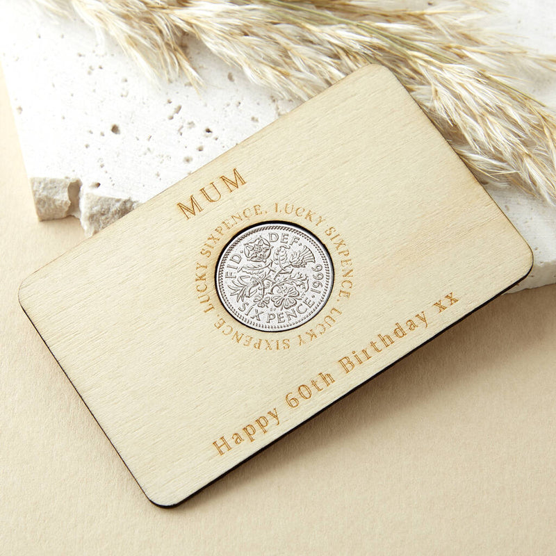 60th Birthday 1965 Or 1966 Sixpence Personalised Wallet Card