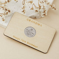 70th Birthday 1955 Or 1956 Sixpence Personalised Wallet Card