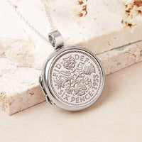 70th Birthday 1955 Sixpence Locket Necklace