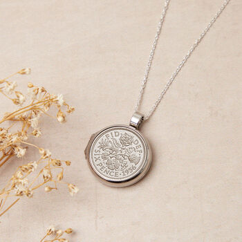 70th Birthday 1955 Or 1956 Sixpence Locket Necklace