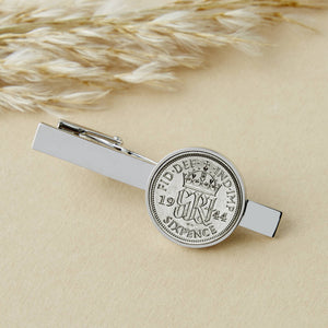 80th Birthday 1944 Sixpence Year Coin Tie Clip