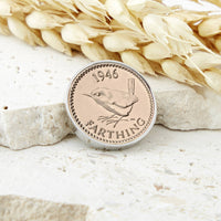 80th Birthday 1946 Farthing Keepsake Keyring