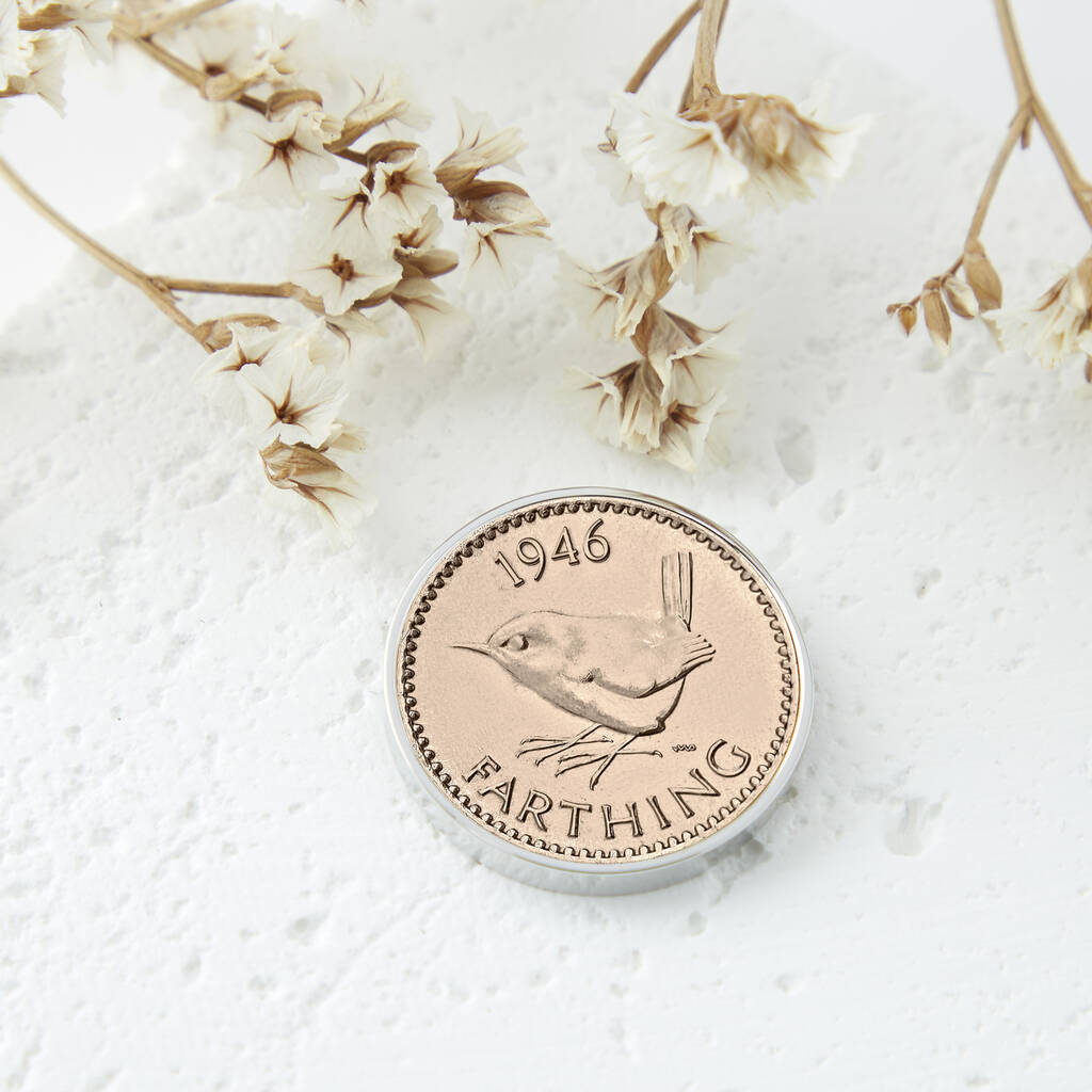 80th Birthday 1946 Farthing Keepsake Keyring
