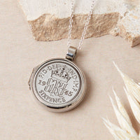 80th Birthday 1945 Sixpence Locket Necklace