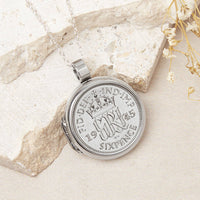 80th Birthday 1945 Sixpence Locket Necklace