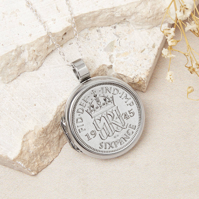 80th Birthday 1945 Sixpence Locket Necklace
