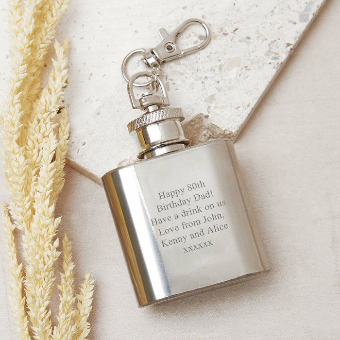 80th Birthday 1945 Sixpence Mini Hipflask Keyring