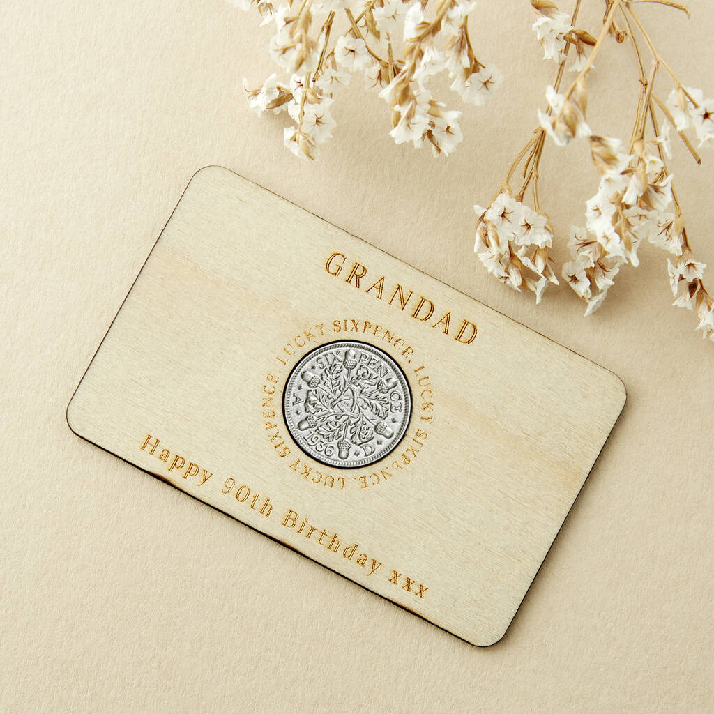 90th Birthday 1935 Or 1936 Sixpence Personalised Wallet Card