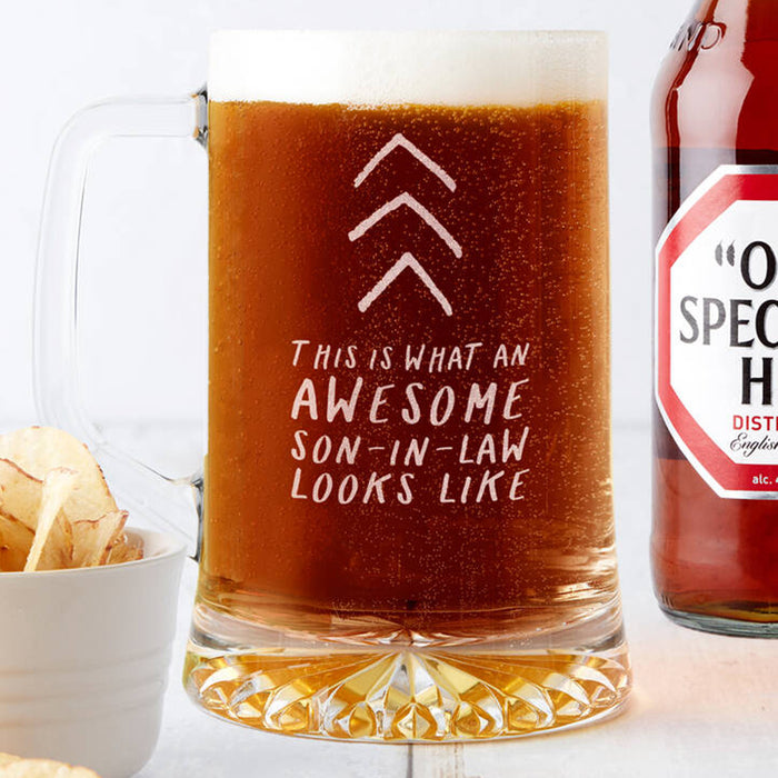 Awesome Son In Law Wedding Beer Tankard Glass