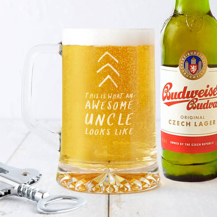 'Awesome Uncle' Beer Tankard Glass