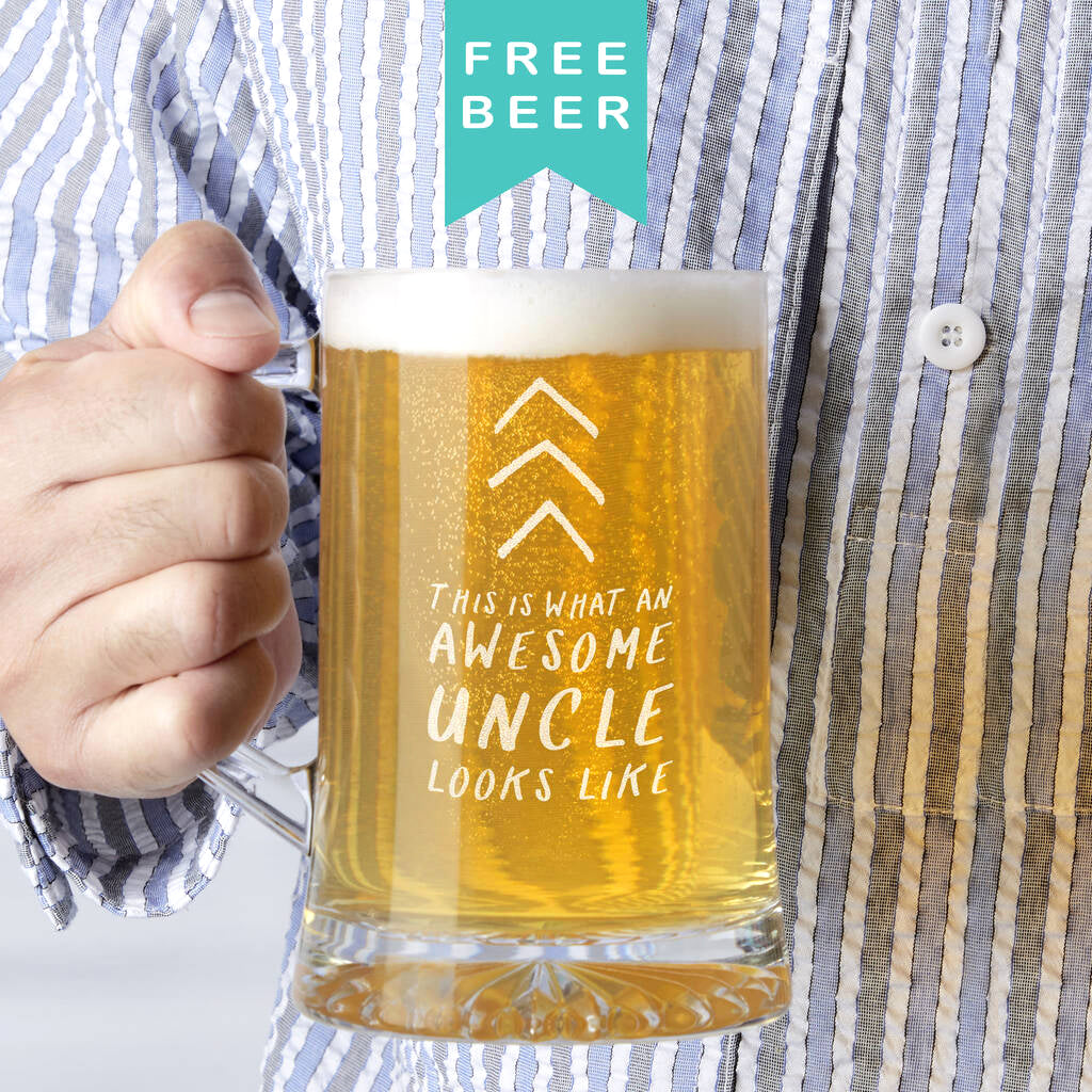 'Awesome Uncle' Beer Tankard Glass
