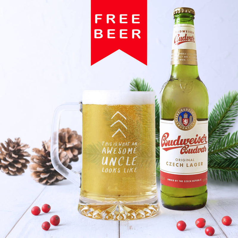 'Awesome Uncle' Beer Tankard Glass