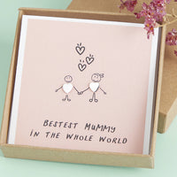 Bestest Mummy Sterling Silver Heart Stud Earrings
