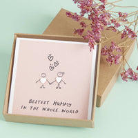 Bestest Mummy Sterling Silver Heart Stud Earrings