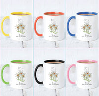 Birth Flower Personalised Watercolour Mug