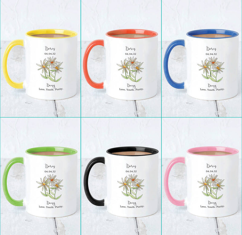 Birth Flower Personalised Watercolour Mug