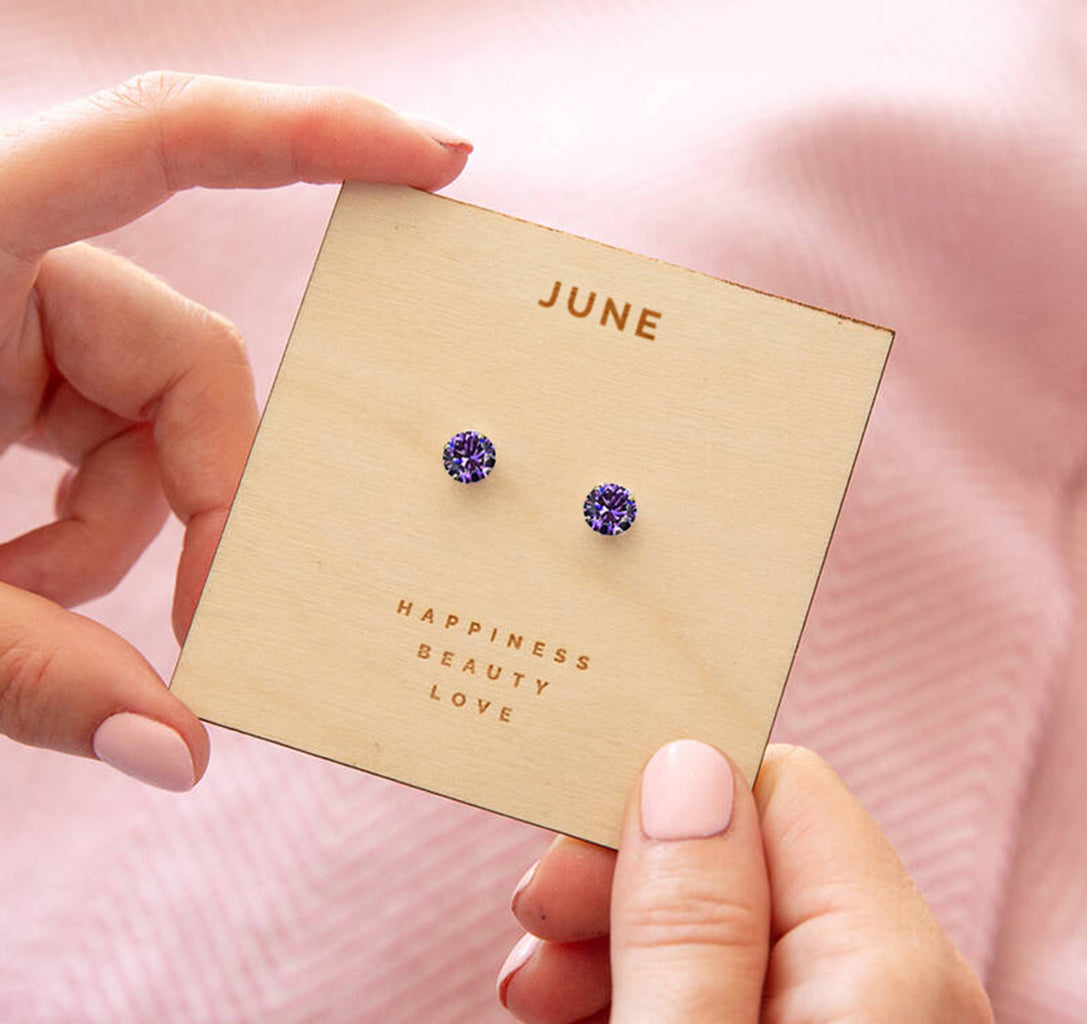 Personalised Eid Silver Birthstone Earrings