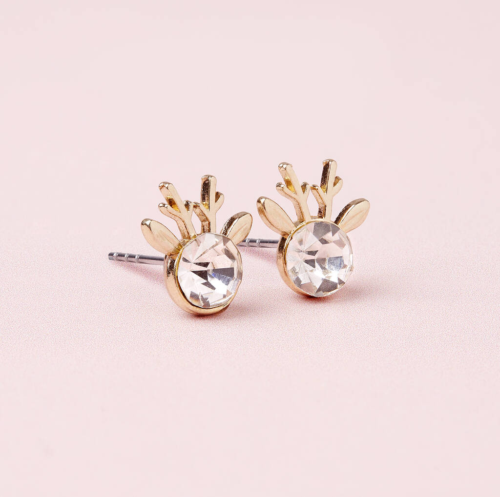 Bows and Lights Gold Plated Christmas Earring Set