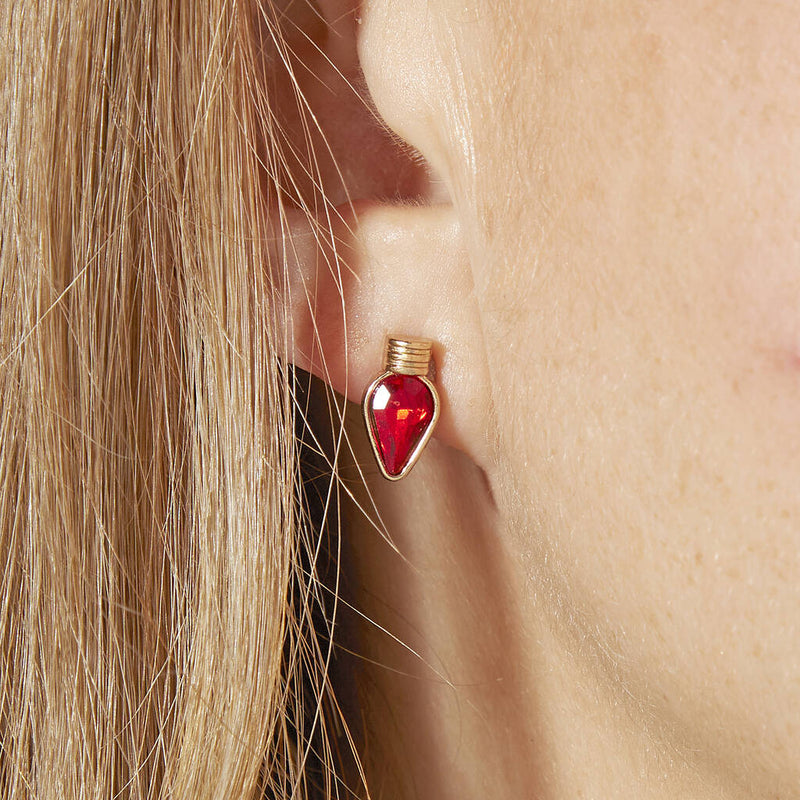 Bows and Lights Gold Plated Christmas Earring Set