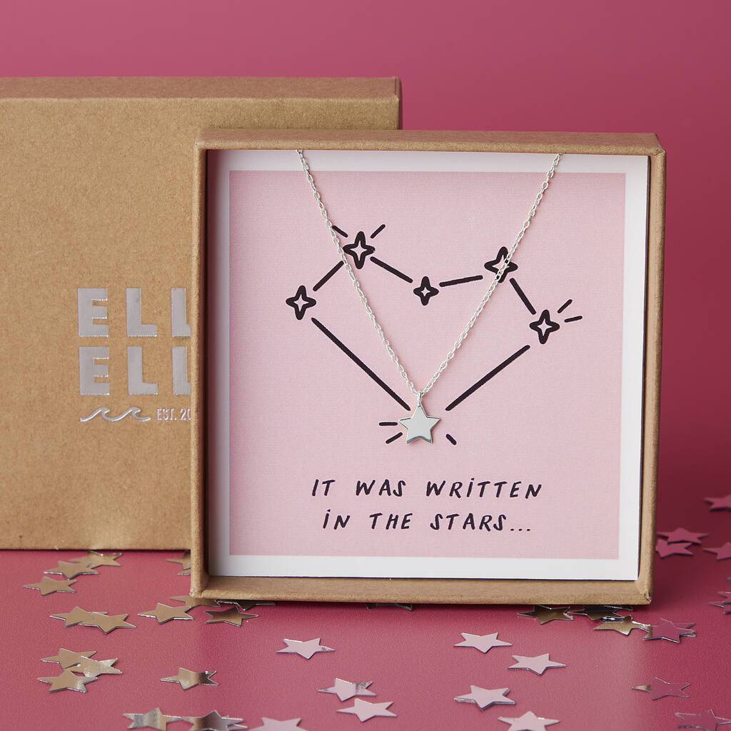 Written In The Stars Sterling Silver Star Valentines Necklace