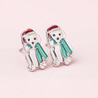 Cute Candy Canes Silver Plated Christmas Earring Set