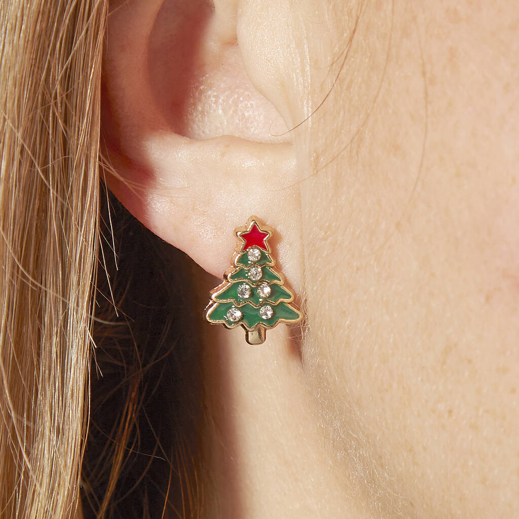 Deck The Halls Gold Plated Christmas Earring Set