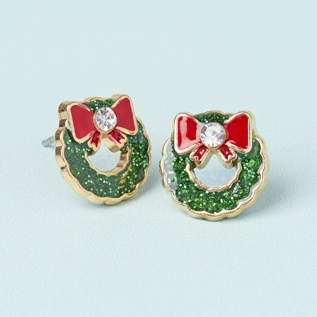 Deck The Halls Gold Plated Christmas Earring Set