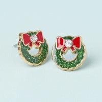 Deck The Halls Gold Plated Christmas Earring Set