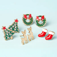Deck The Halls Gold Plated Christmas Earring Set